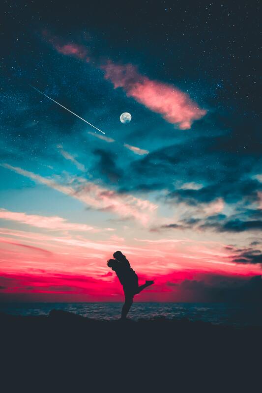 луна, небо, закат 