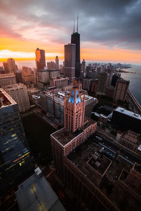 город, мегаполис, небоскребы, вид с крыши