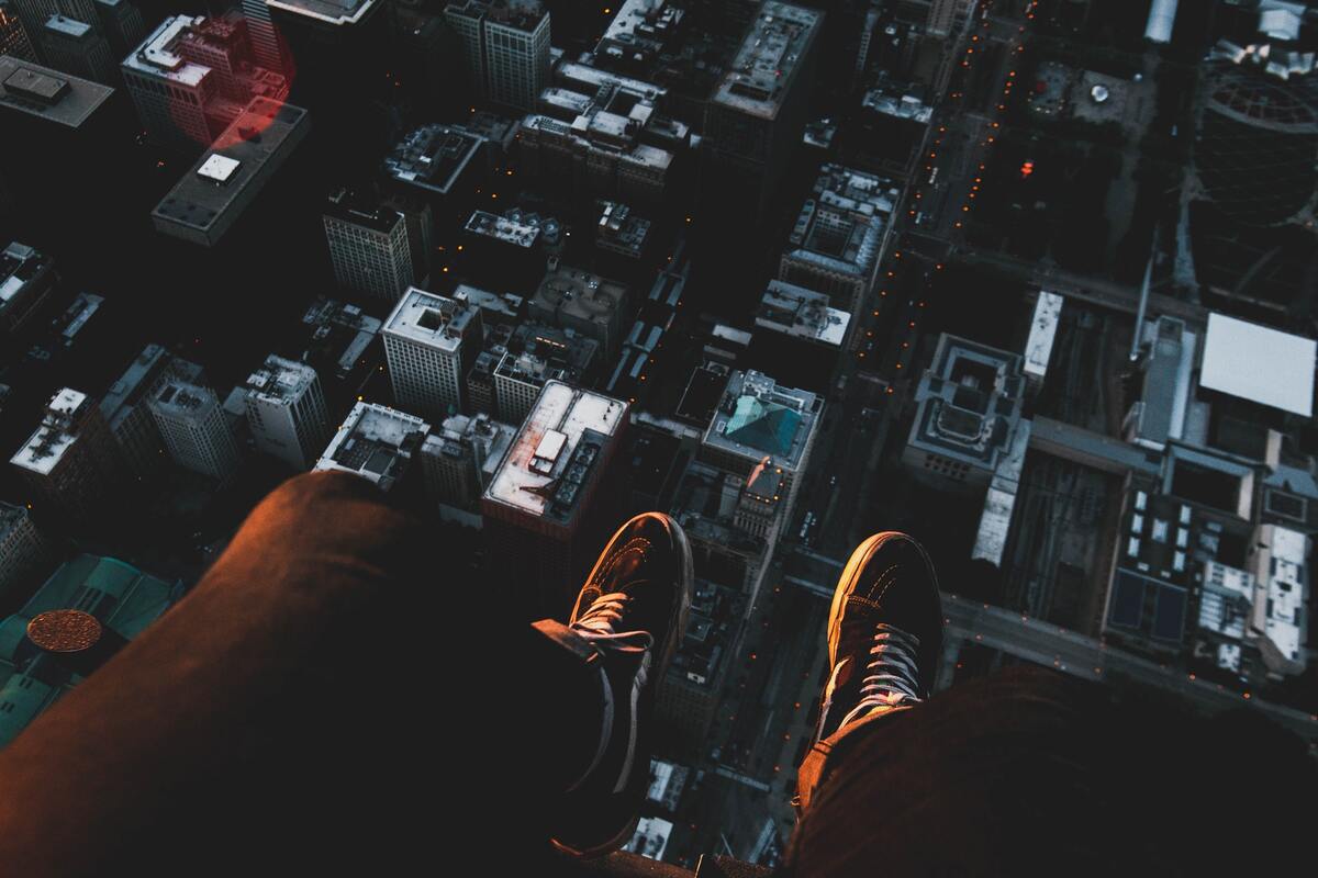 город, мегаполис, небоскребы, вид с крыши