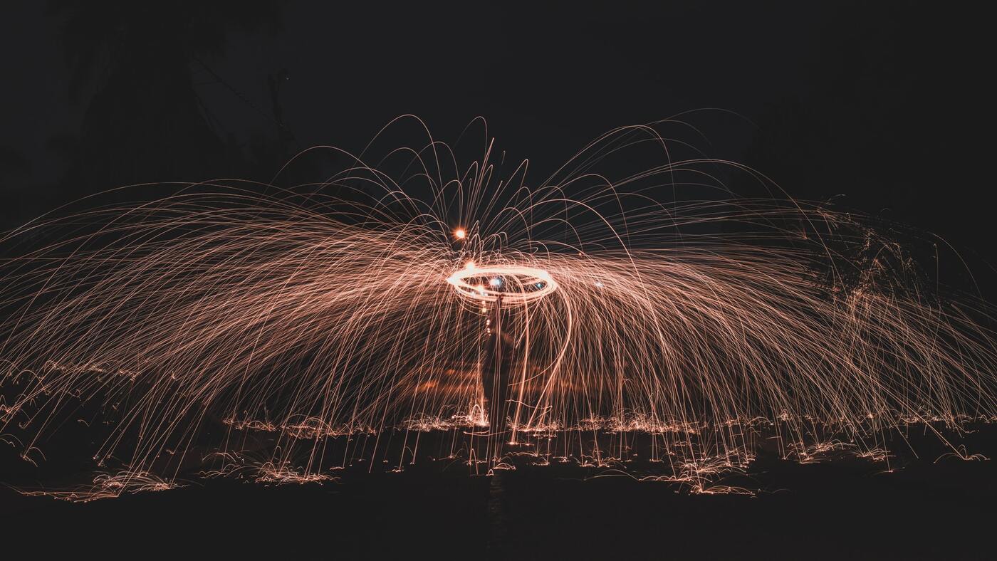 фейерверк, салют, ночь, искра