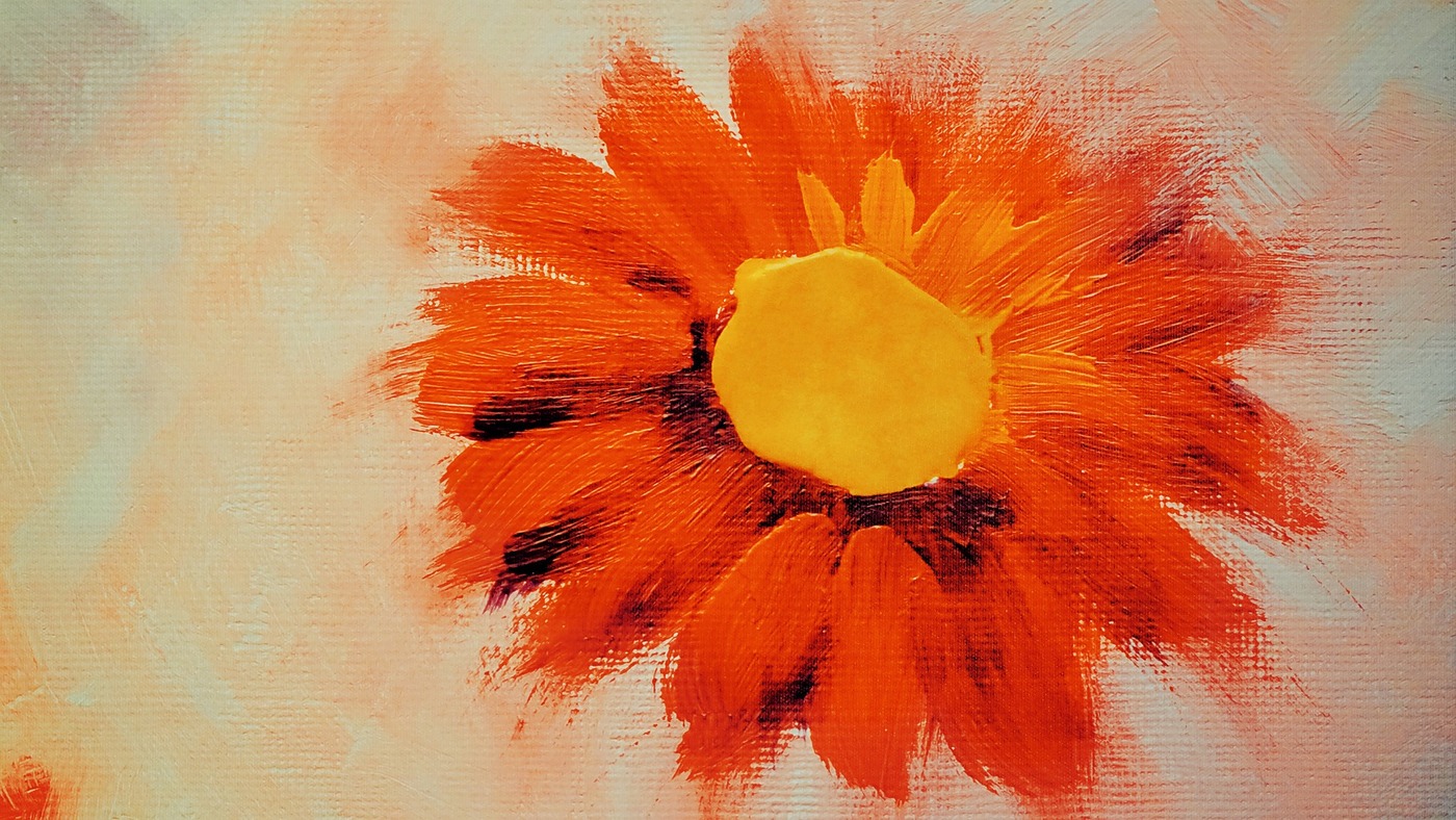 цветы, герберы, оранжевые, живопись