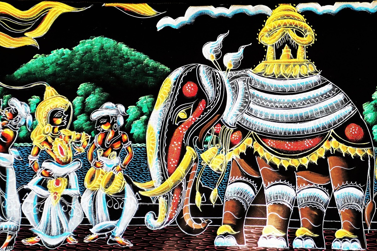 индия, слоны, живопись