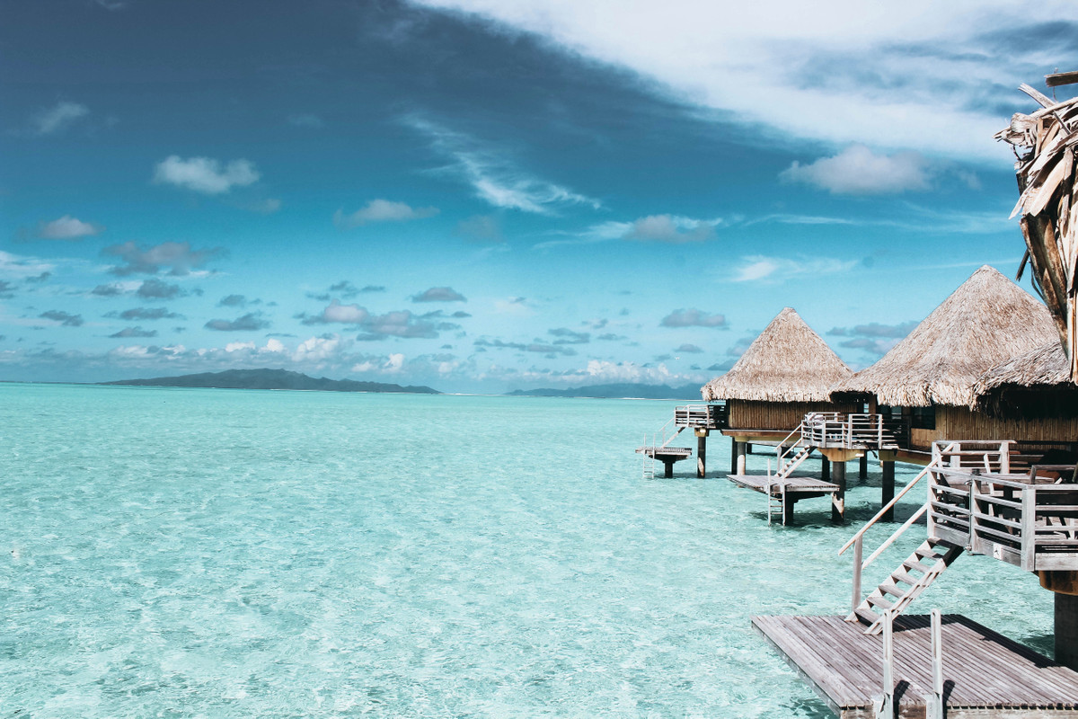небо, вода, море, бунгало, пляж
