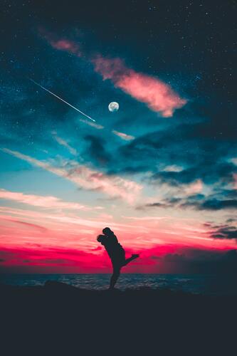 луна, небо, закат 