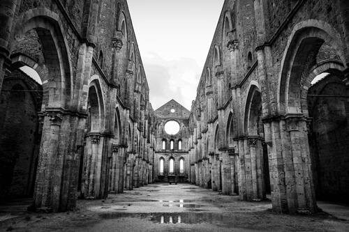 арка, архитектура, колонны, черно белые