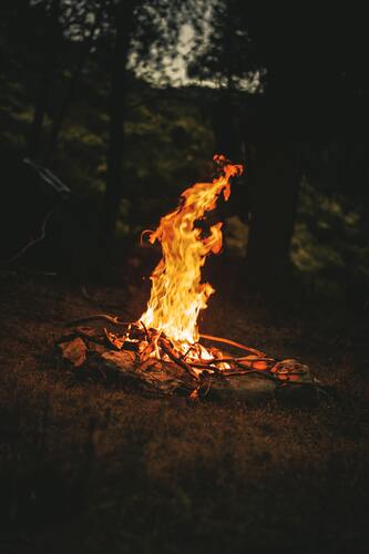 огонь, пламя, оранжевые, искра, костер