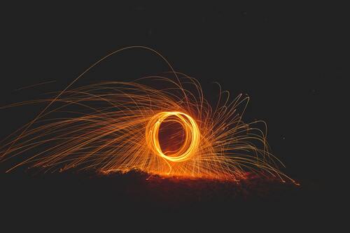 огонь, пламя, оранжевые, искра