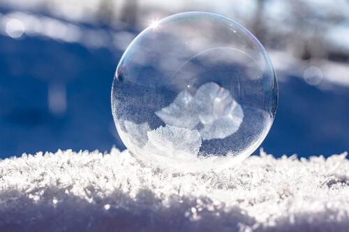 стеклянный шар, 3д, 3d, снежинки, отражение
