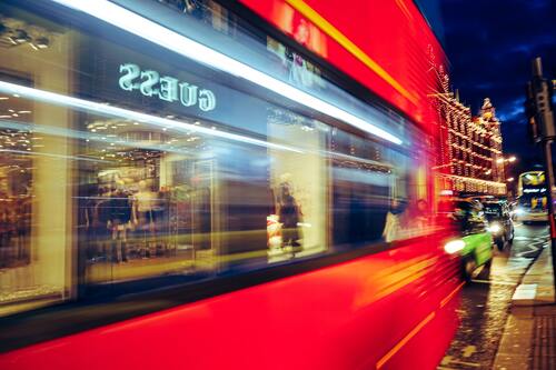 автобус, улица, мегаполис, город