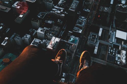 город, мегаполис, небоскребы, вид с крыши