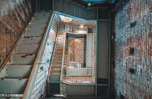 лестница, винтовая лестница, архитектура, кирпичная кладка, кирпичная стена