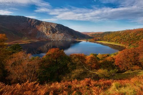 осень, горы, водоем, природа, озеро, лес