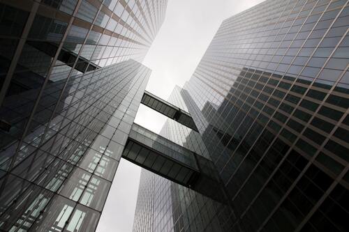 здание, сооружение, архитектура, вид снизу, небоскребы, черно белые, город