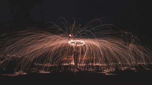 фейерверк, салют, ночь, искра