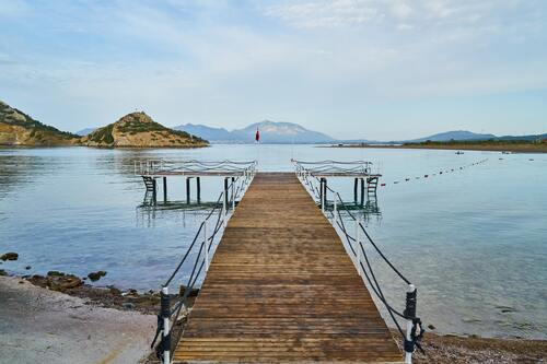 мост, пирс, скалы, море, озеро