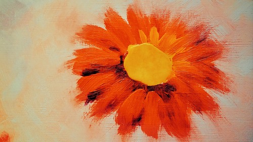 цветы, герберы, оранжевые, живопись