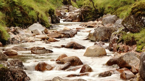 река, природа, камни, мох, вода, 3д, 3d, горная река