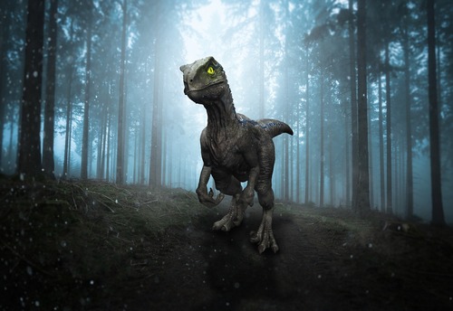 динозавр, лес, 3д, 3d