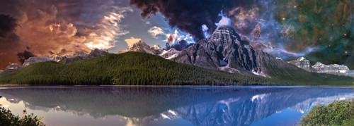 вулкан, горы, природа, вода